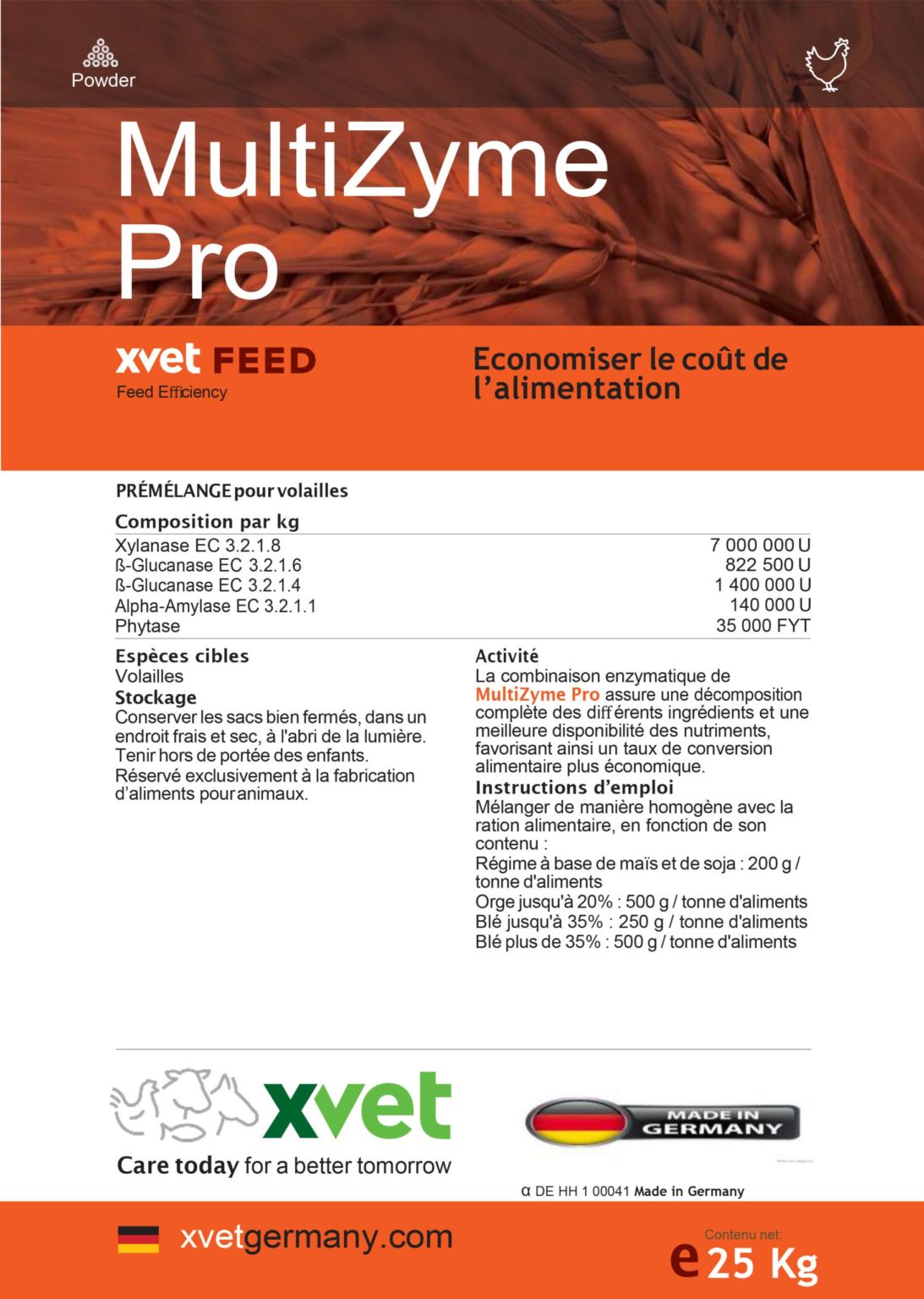 MultiZyme Pro Additif pour volailles NOVEDA SANTÉ ANIMALE